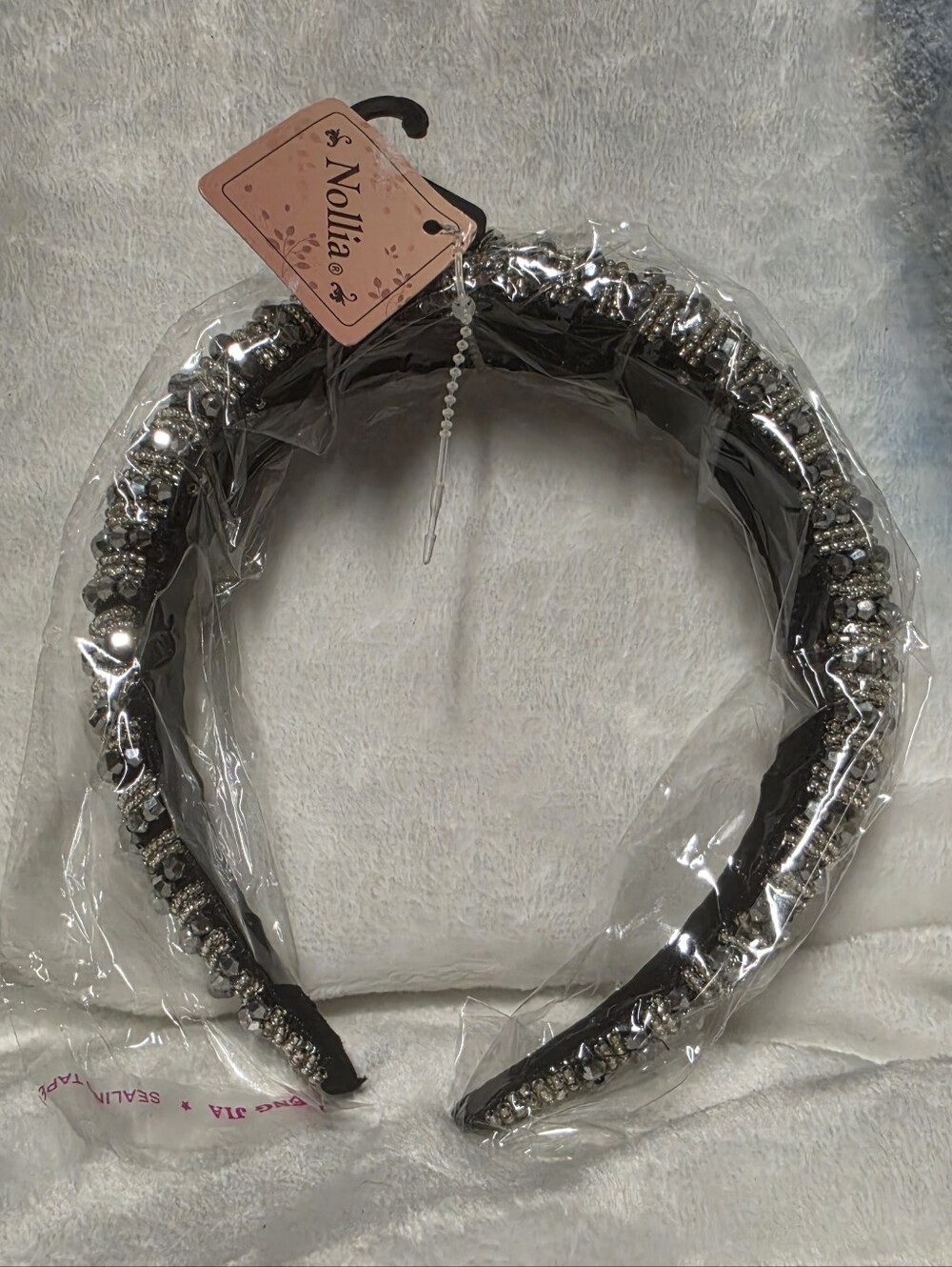 Black Crystal-Embellished Headband